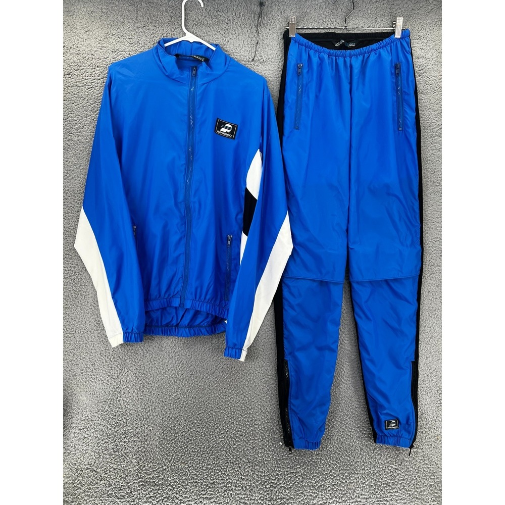 Vintage 80s Windbreaker + Pants Track Court‎ Suit Lined Red Blue White Large USA